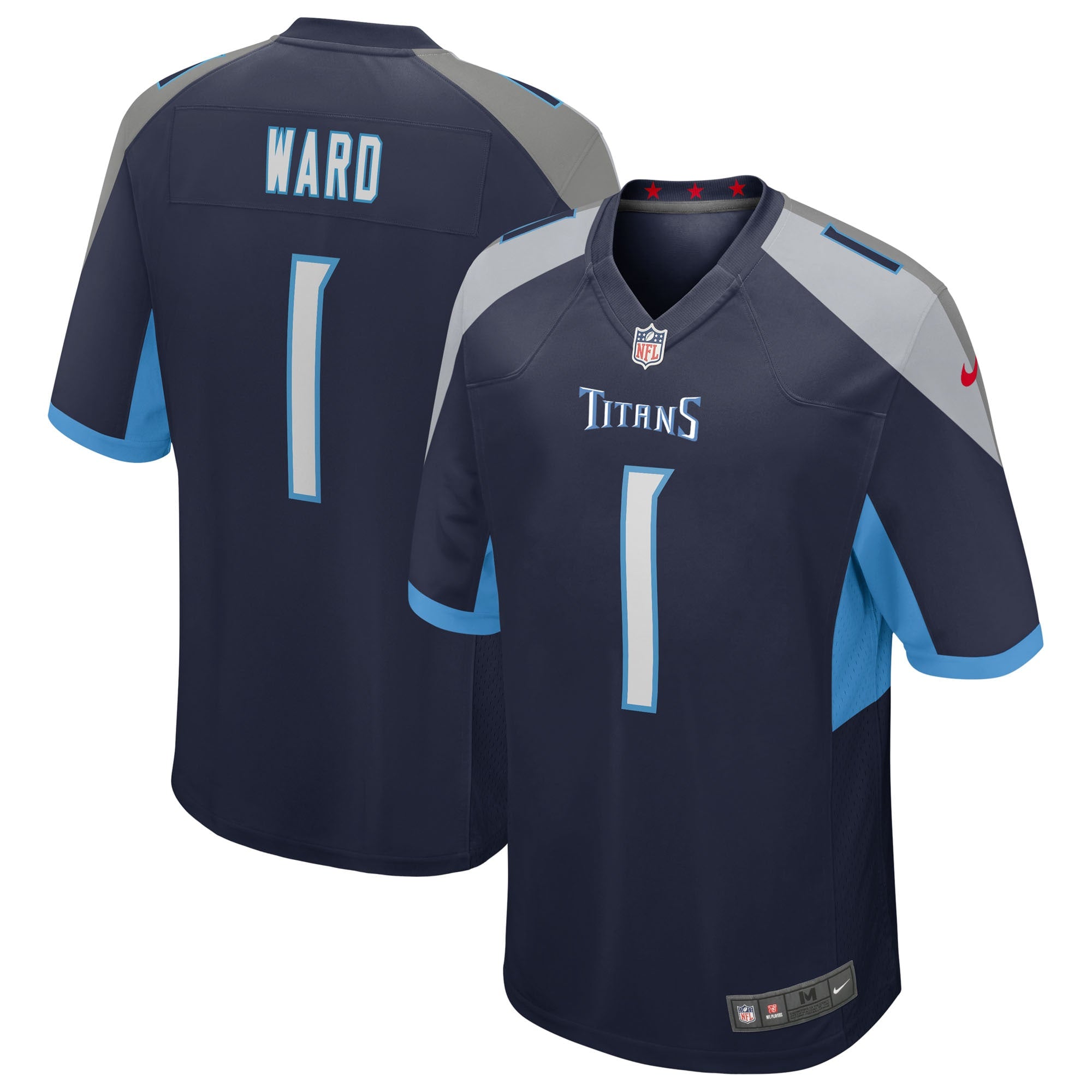 Cameron Ward Tennessee Titans Nike 2025 NFL Draft First Round Pick Game Jersey - White/Navy/Light Blue - Image 3