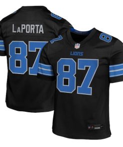 Alternative view of Sam LaPorta Detroit Lions Nike Youth Alternate Player Game Jersey - Black