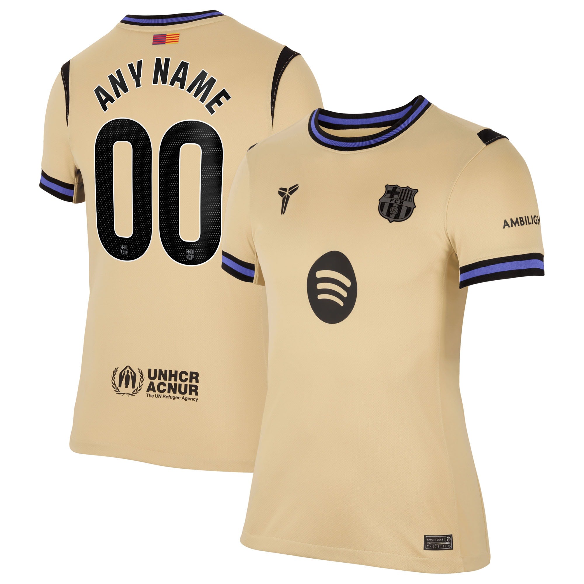 Barcelona Nike Women's 2025/26 Third Replica Custom Jersey - Orange/Gold/Blue - Image 3
