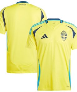 Alternative view of Sweden National Team adidas 2024 Home Replica Jersey - Yellow/Navy