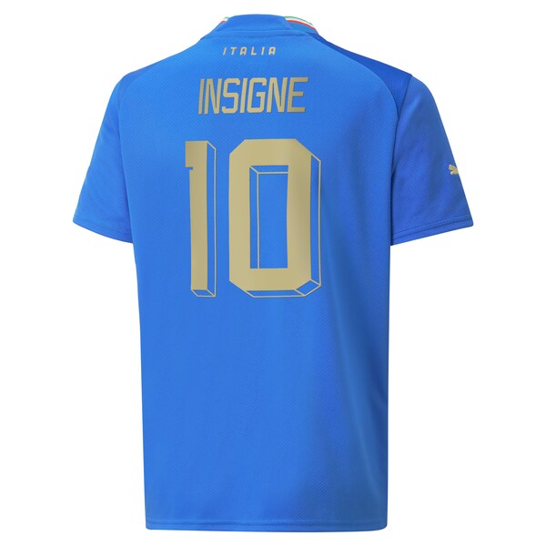 Lorenzo Insigne Italy National Team Puma Youth 2022/23 Home Replica Player Jersey - Blue - Image 3