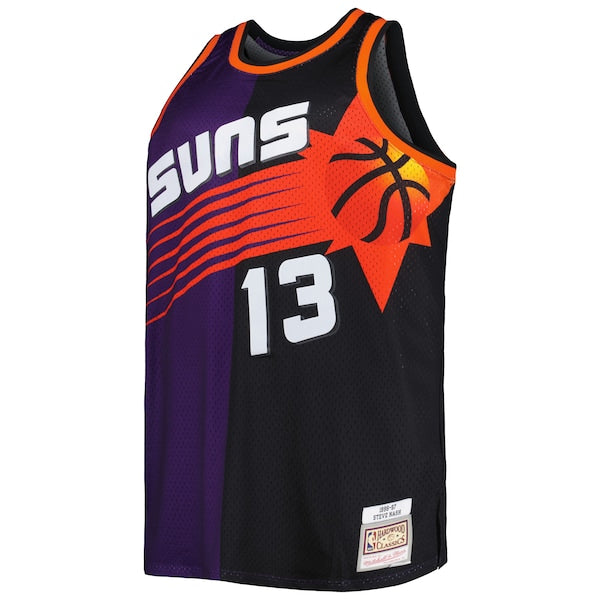 Steve Nash Phoenix Suns Big & Tall Hardwood Classics 1996/97 Split Swingman Jersey - Purple/Black - Image 2
