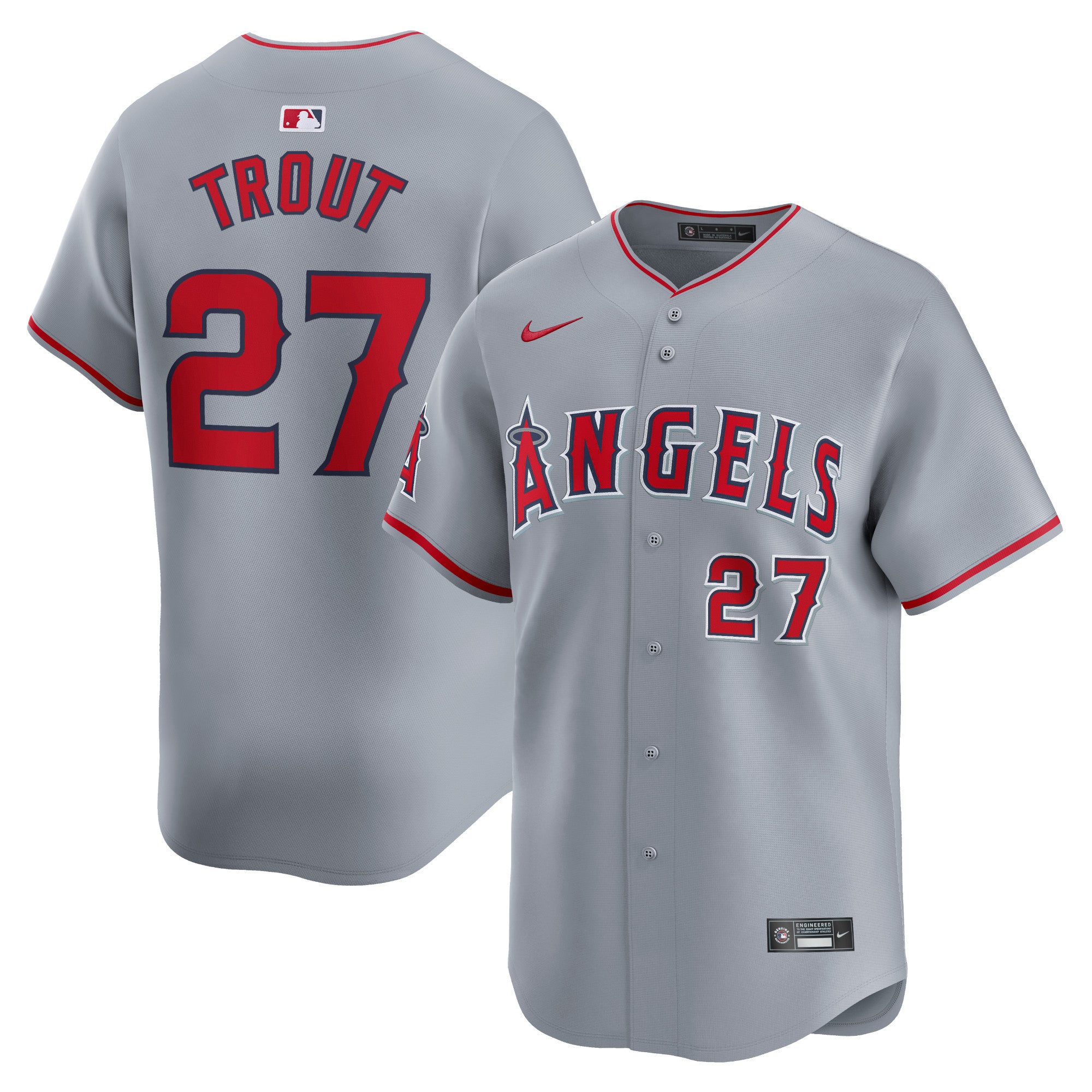 Mike Trout Los Angeles Angels Nike Home Limited Player Jersey - White/Gray - Image 6