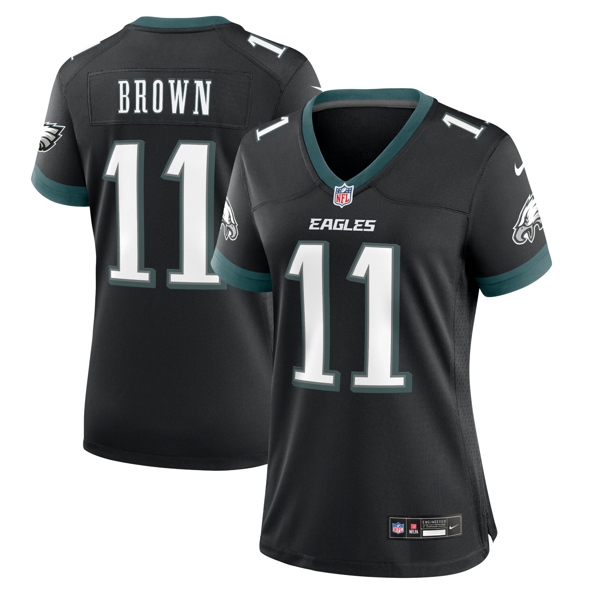 A.J. Brown Philadelphia Eagles Nike Women's Team Game Jersey - Midnight Green/Black - Image 6