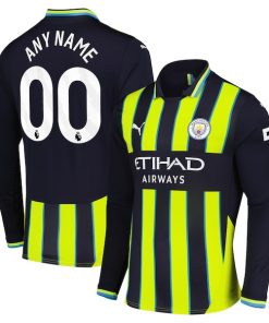 Manchester City Puma 2024/25 Away Replica Long Sleeve Custom Jersey - Navy