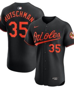 Alternative view of Adley Rutschman Baltimore Orioles Nike Alternate Elite Jersey - Black/White/Orange