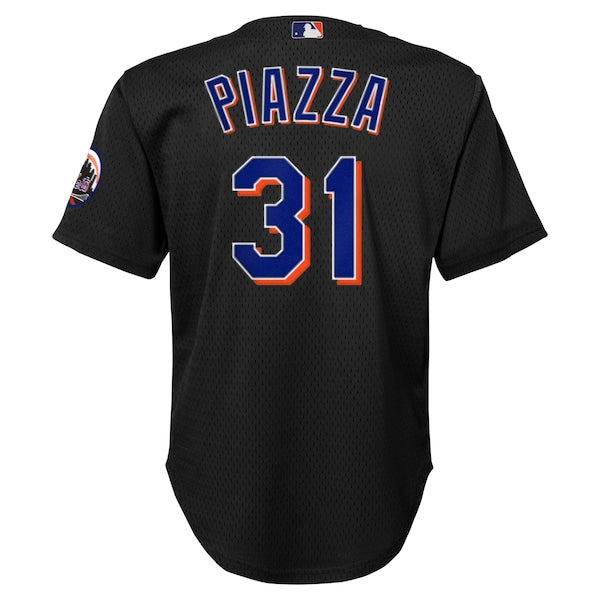 Mike Piazza New York Mets Youth Cooperstown Collection?Mesh Batting Practice Jersey - Black - Image 3
