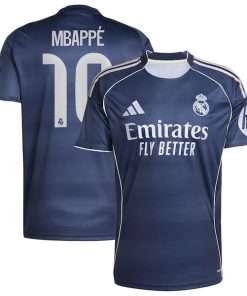 Alternative view of Kylian Mbapp¨¦ Los Merengues adidas 2025/26 Away Replica Player Jersey - Blue/White