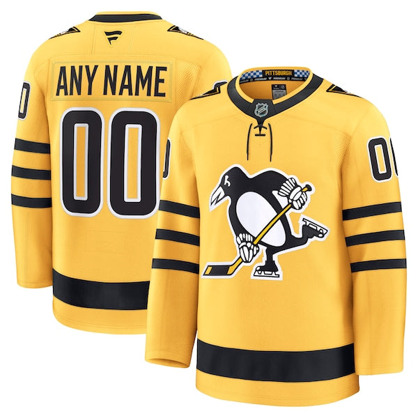 Pittsburgh Penguins Alternate Premium Custom Jersey - Gold/Black/White - Image 2
