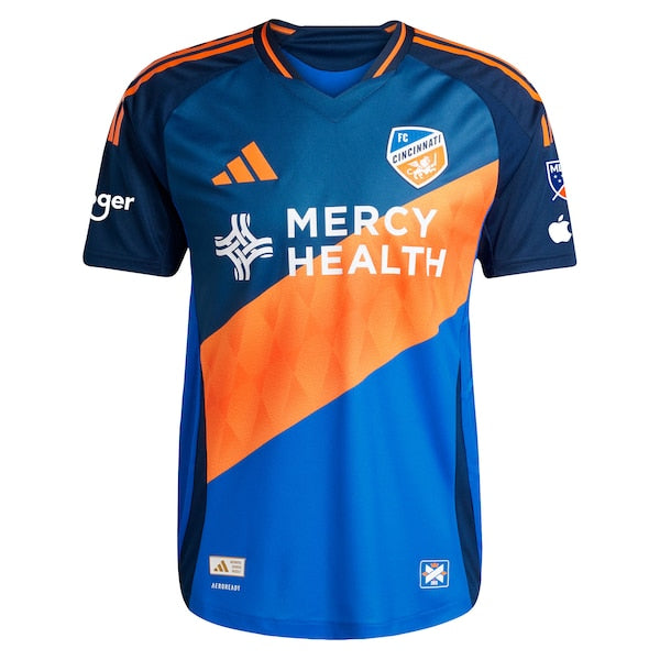 K¨¦vin Denkey FC Cincinnati adidas 2025 Orange and Blue Legacy Kit Authentic Player Jersey - Blue - Image 2