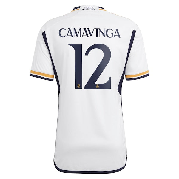 Eduardo Camavinga Los Merengues adidas 2023/24 Home Replica Jersey - White/Navy - Image 4