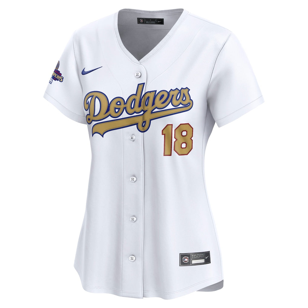 Yoshinobu Yamamoto Los Angeles Dodgers Nike Women's 2025 Gold Collection Limited Jersey - White - Image 2