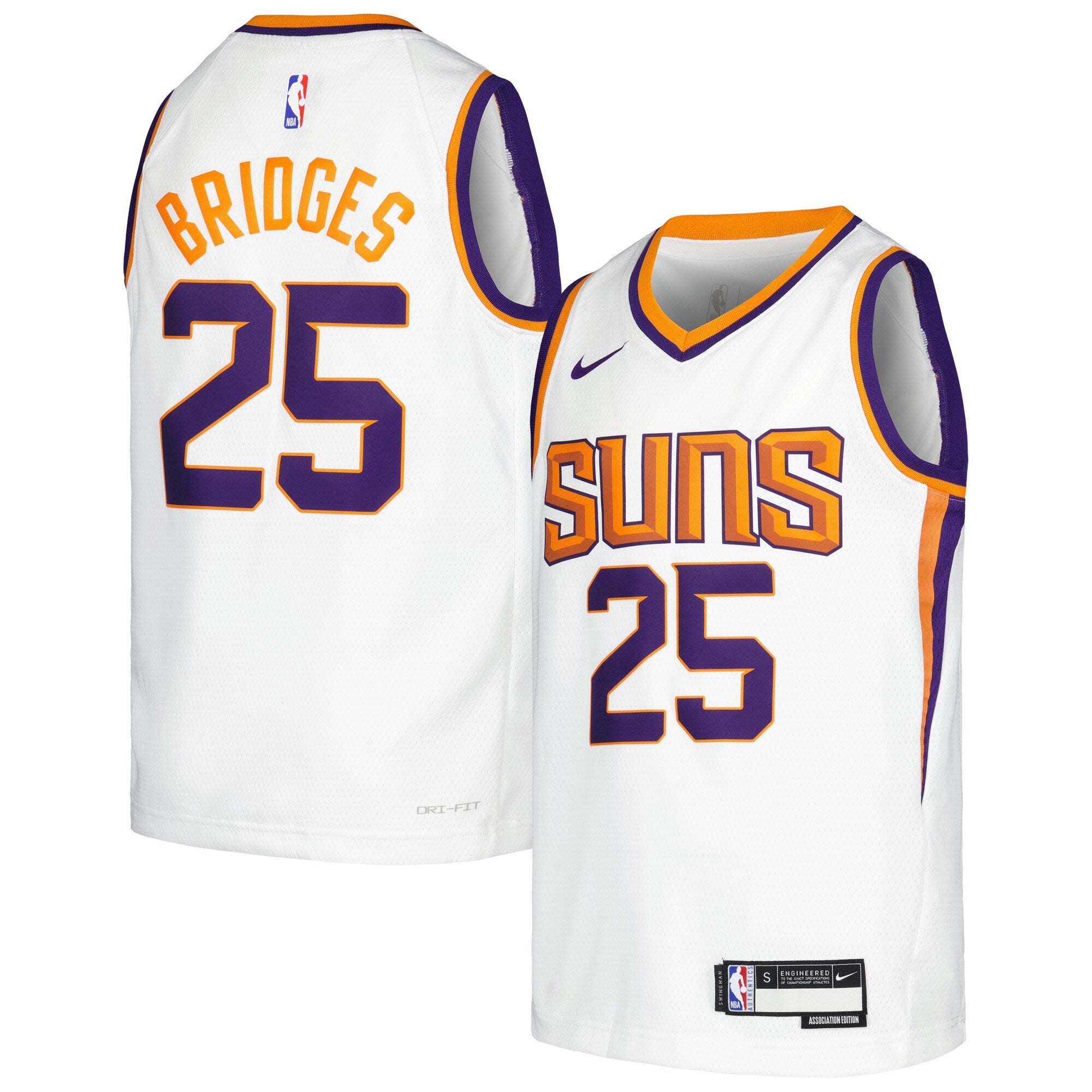 Mikal Bridges Phoenix Suns Nike Youth Swingman Jersey - Icon Edition - Purple/White - Image 6