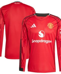 Manchester United adidas Home 2025/26 Replica Long Sleeve Jersey - Red/Black/White