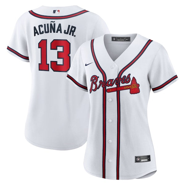 Ronald Acuna Jr. Atlanta Braves Nike Women's Home Replica Player Jersey - White/Navy - Image 2