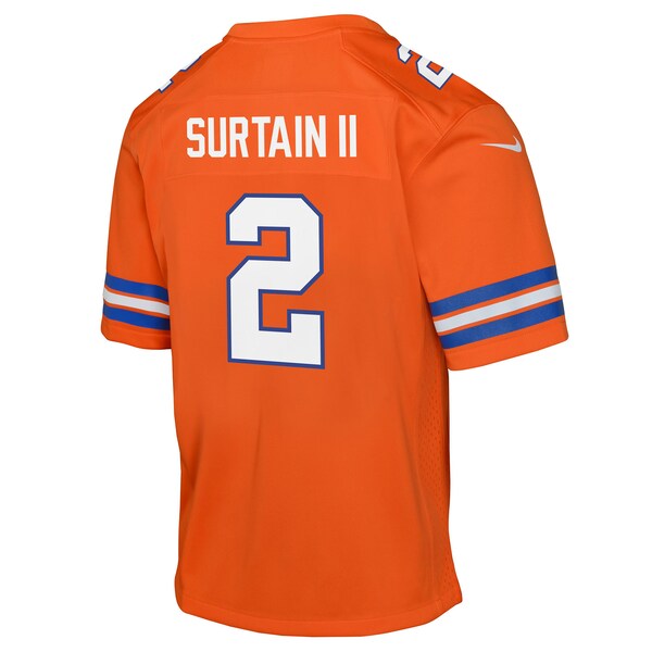Patrick Surtain II Denver Broncos Nike Youth Mile High Collection 1977 Throwback Game Jersey - Orange - Image 3