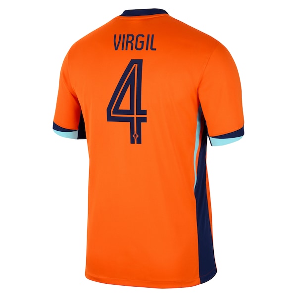 Virgil van Dijk Netherlands National Team Nike 2024 Home Replica Jersey - Orange/Blue - Image 6