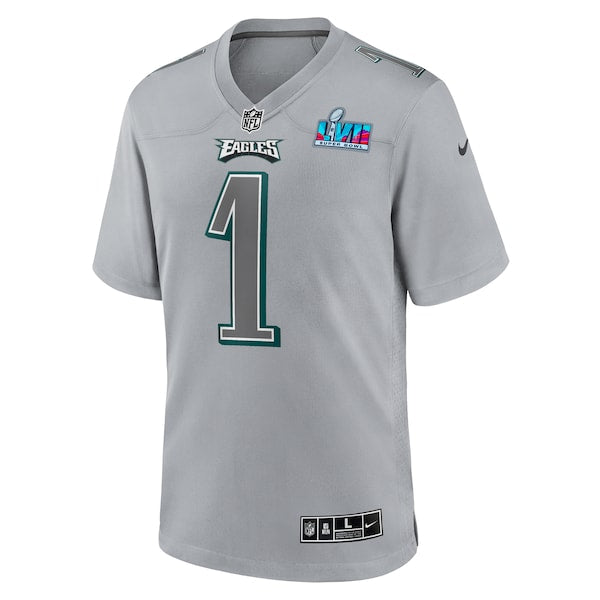 Jalen Hurts Philadelphia Eagles Nike Super Bowl LVII Patch Atmosphere Fashion Game Jersey - Gray - Image 2