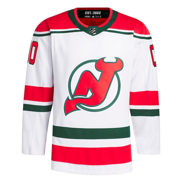 New Jersey Devils adidas 2022/23 Heritage Primegreen Authentic Pro Custom Jersey - White - Image 2