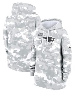 New England Patriots Nike Women's 2024 Salute To Service Club Fleece Pullover Hoodie - Arctic Camo