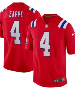 Bailey Zappe New England Patriots Nike Alternate Game Player Jersey - Red/Navy/White