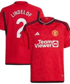 Victor Lindelof Manchester United adidas Youth 2023/24 Home Replica Player Jersey - Red