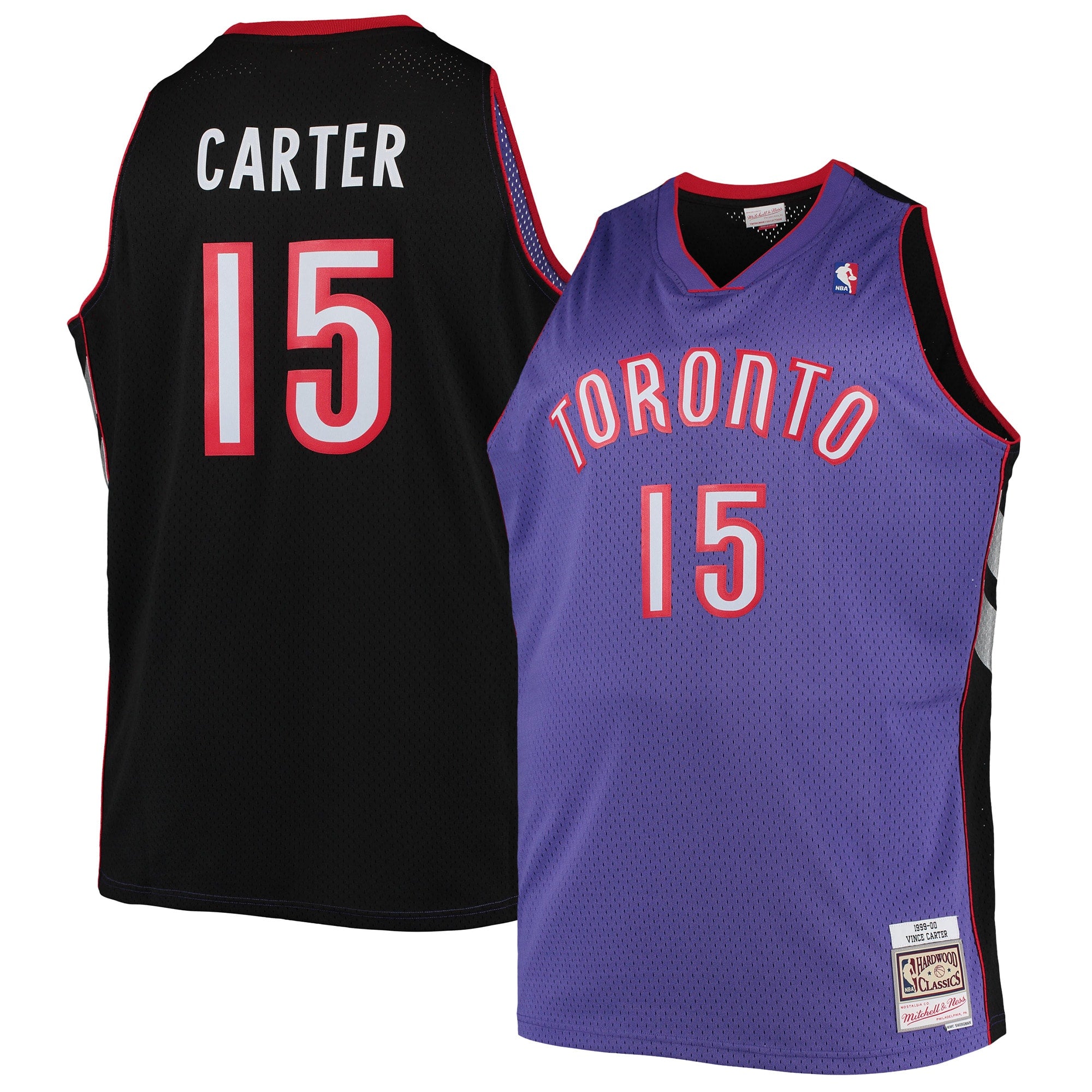 Vince Carter Toronto Raptors 1998/99 Big & Tall Hardwood Classics Swingman Jersey - White/Purple - Image 6