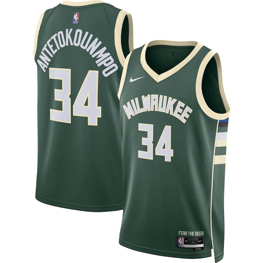 Giannis Antetokounmpo Milwaukee Bucks Nike Unisex Swingman Jersey - Association Edition - White/Hunter Green - Image 5