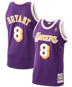 Alternative view of Men's Los Angeles Lakers Kobe Bryant Purple 1996/97 Hardwood Classics Authentic Jersey/Gold/Royal