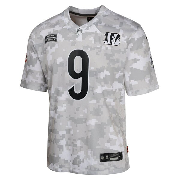 Joe Burrow Cincinnati Bengals Nike Youth 2024 Salute to Service Game Jersey - Arctic Camo - Image 2
