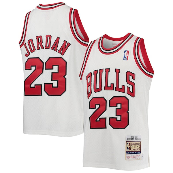 Michael Jordan Chicago Bulls Youth 1997/98 Hardwood Classics Authentic Jersey - White/Black/Red - Image 2