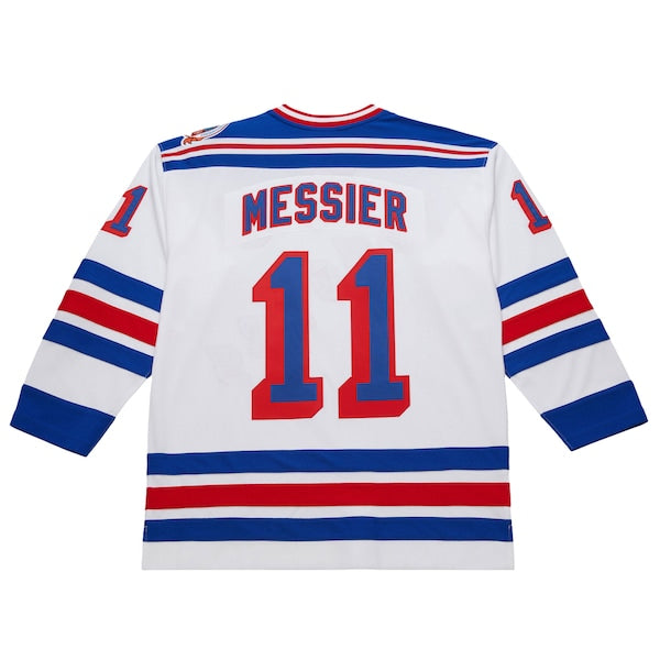 Mark Messier New York Rangers 1993-94 Power Play Jersey - White/Royal - Image 4