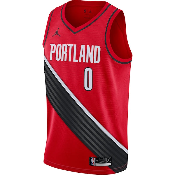 Damian Lillard Portland Trail Blazers Jordan Brand 2020/21 Swingman Jersey - Statement Edition - Red - Image 2