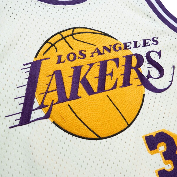 Magic Johnson Los Angeles Lakers Chainstitch Swingman Jersey - Cream - Image 2