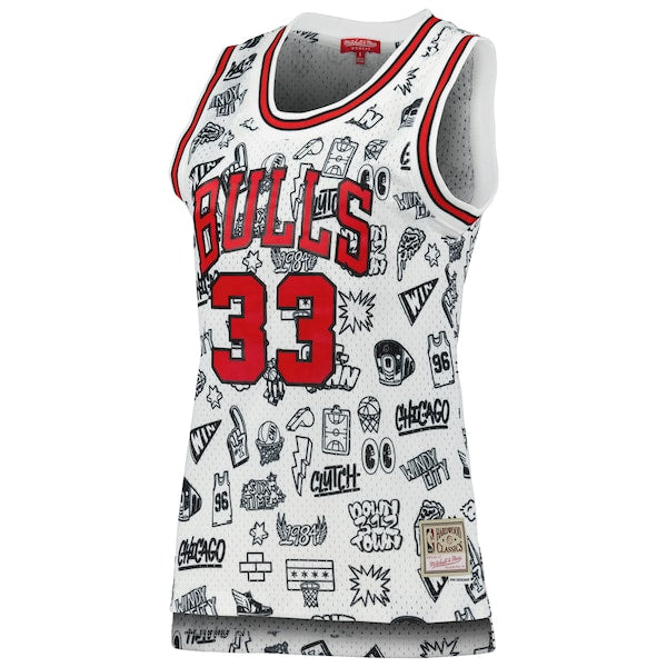 Scottie Pippen Chicago Bulls Women's 1997 Doodle Swingman Jersey - White - Image 2