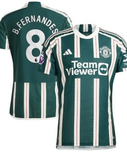 Alternative view of Bruno Fernandes Manchester United adidas 2023/24 Away Authentic Player Jersey - Green/Red