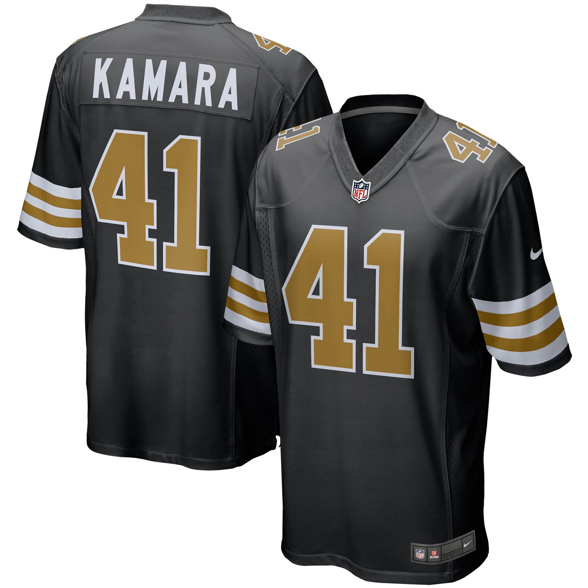 Alvin Kamara New Orleans Saints Nike Gameday Golds Alternate Game Player Jersey - Gold/Black/White - Image 7