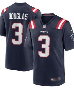 Alternative view of Demario Douglas New England Patriots Nike  Game Jersey -  Navy