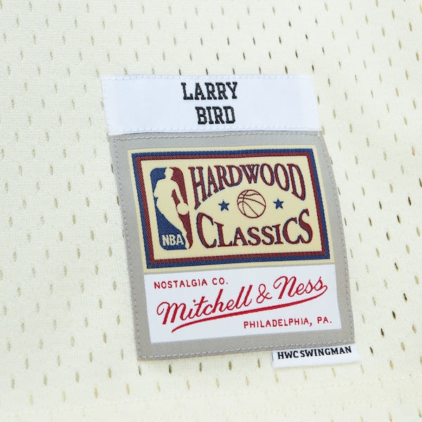 Larry Bird Boston Celtics Chainstitch Swingman Jersey - Cream - Image 4