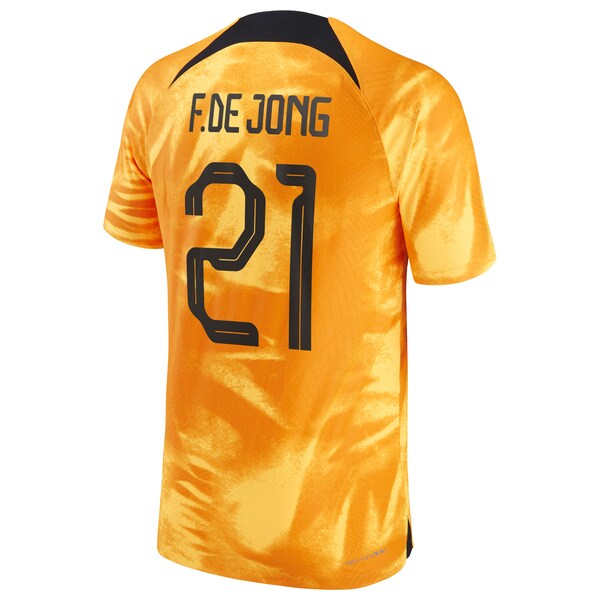 Frenkie de Jong Netherlands National Team Nike 2022/23 Home Vapor Match Authentic Player Jersey - Orange - Image 3