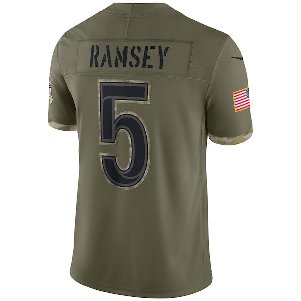 Jalen Ramsey Los Angeles Rams Nike 2022 Salute To Service Limited Jersey - Olive - Image 3