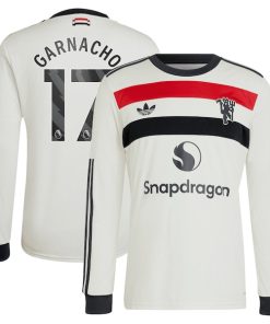 Alternative view of Alejandro Garnacho Manchester United adidas Originals  2024/25 Third Replica Long Sleeve Jersey - Cream