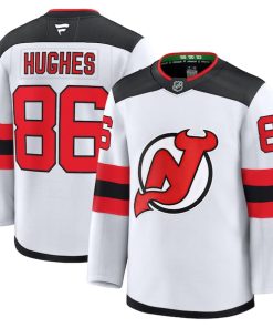 Alternative view of Jack Hughes New Jersey Devils  Away Premium Jersey - White/Black/Red