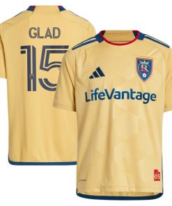 Justen Glad Real Salt Lake adidas Youth 2024 The Beehive State Kit Replica Player Jersey - Gold