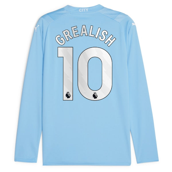 Jack Grealish Manchester City Puma 2023/24 Home Replica Player Long Sleeve Jersey - Sky Blue - Image 3