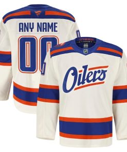 Alternative view of Edmonton Oilers  Alternate Authentic Pro Custom Jersey - Light Beige/Royal