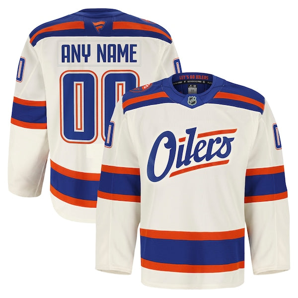 Edmonton Oilers Alternate Authentic Pro Custom Jersey - Light Beige/Royal - Image 2