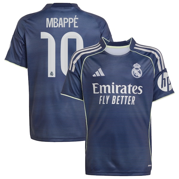 Kylian Mbapp¨¦ Los Merengues adidas Youth 2025/26 Away Replica Player Jersey - Blue/White - Image 2
