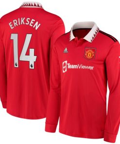 Christian Eriksen Manchester United adidas 2022/23 Home Replica Long Sleeve Jersey - Red
