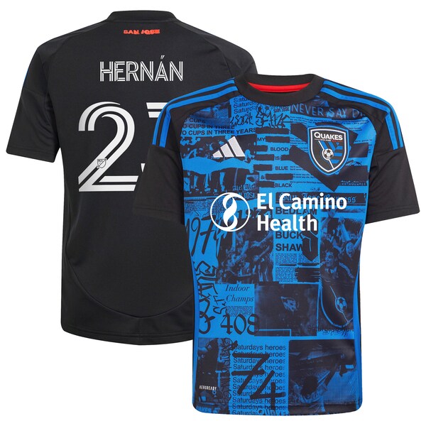 Hern¨¢n L¨®pez San Jose Earthquakes adidas Youth 2025 Headliner Replica Player Jersey - Black